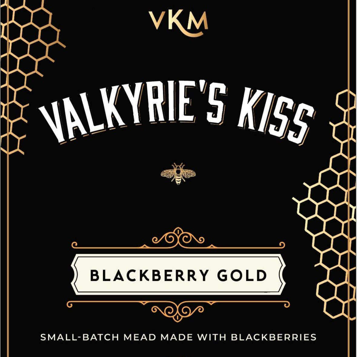 Blackberry Gold mead label from Valkyrie's Kiss Meadery.